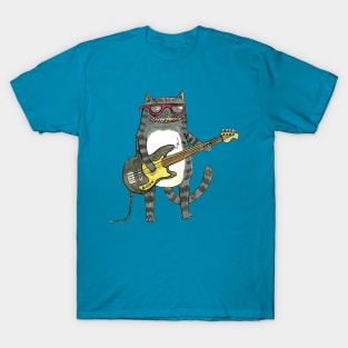 This Cat is jammin' on a bass guitar T-Shirt